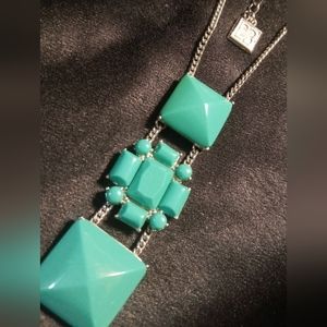 Elegant designer Liz Claybourne Silver and Turquoise Pendant Necklace